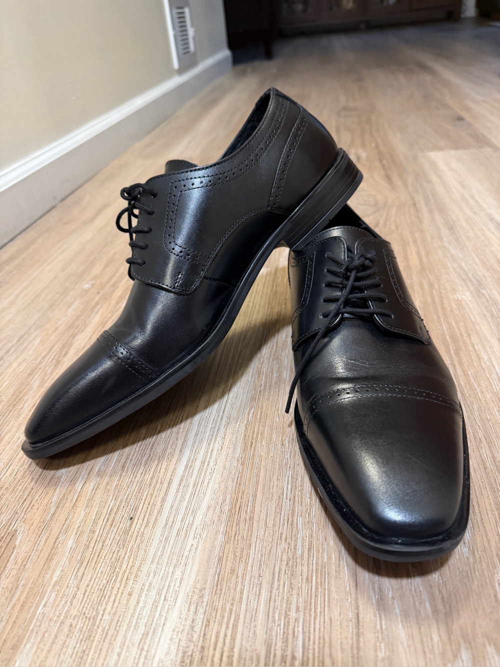 New Franco Fortini Black Oxford Dress Shoes Men's Size 12 Made in India
